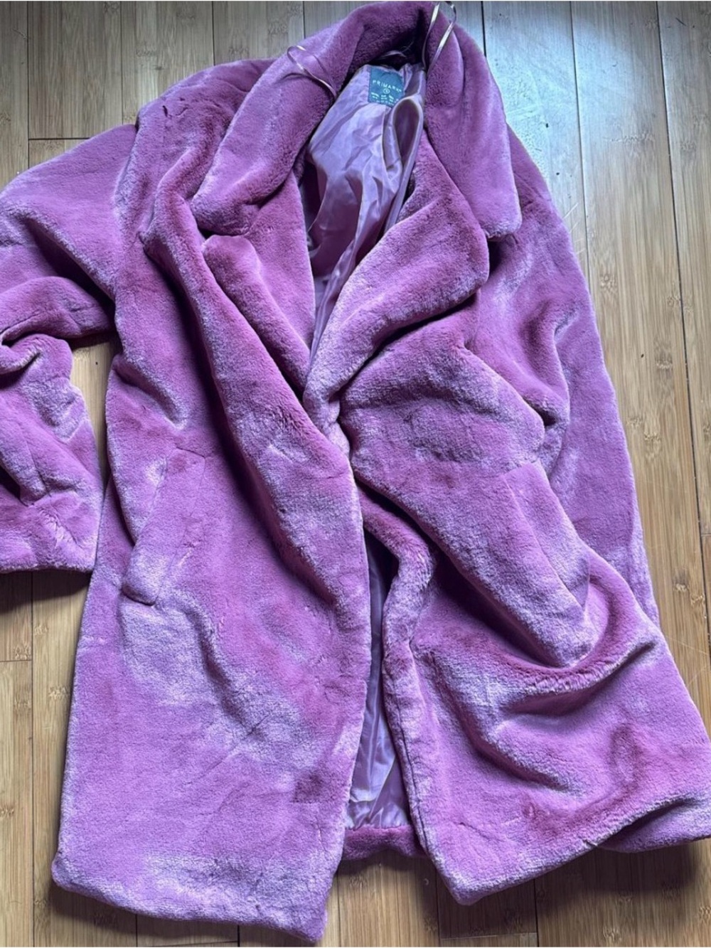 Primark Plush Faux Fur Robe in Lavender Pink